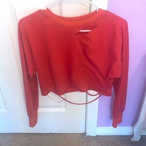 cropped orange-red top